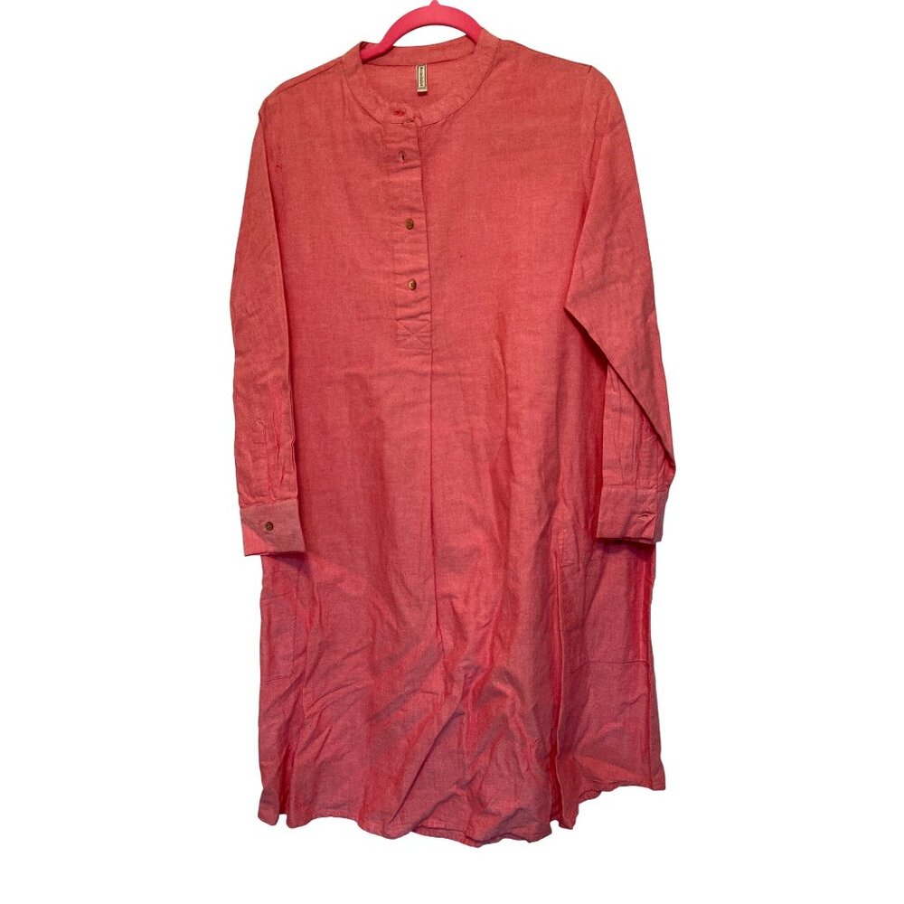 Embellish Womens Red Long Sleeve Tunic Dress Medium 100% Cotton W/Pockets